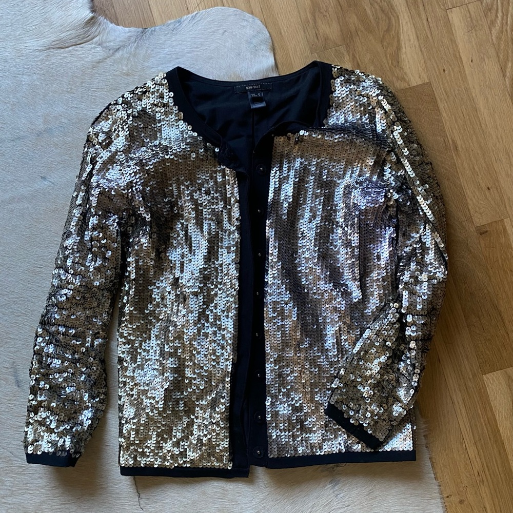 Mango Gold Sequin Blazer
